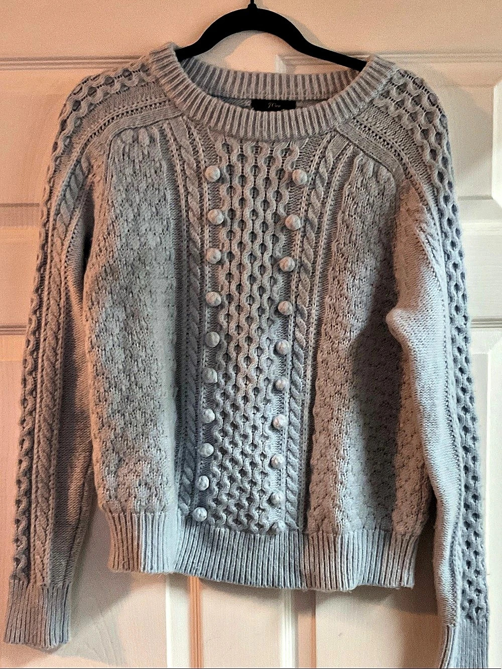 J.Crew Cable Knit Crewneck Sweater in Gray Size Medium